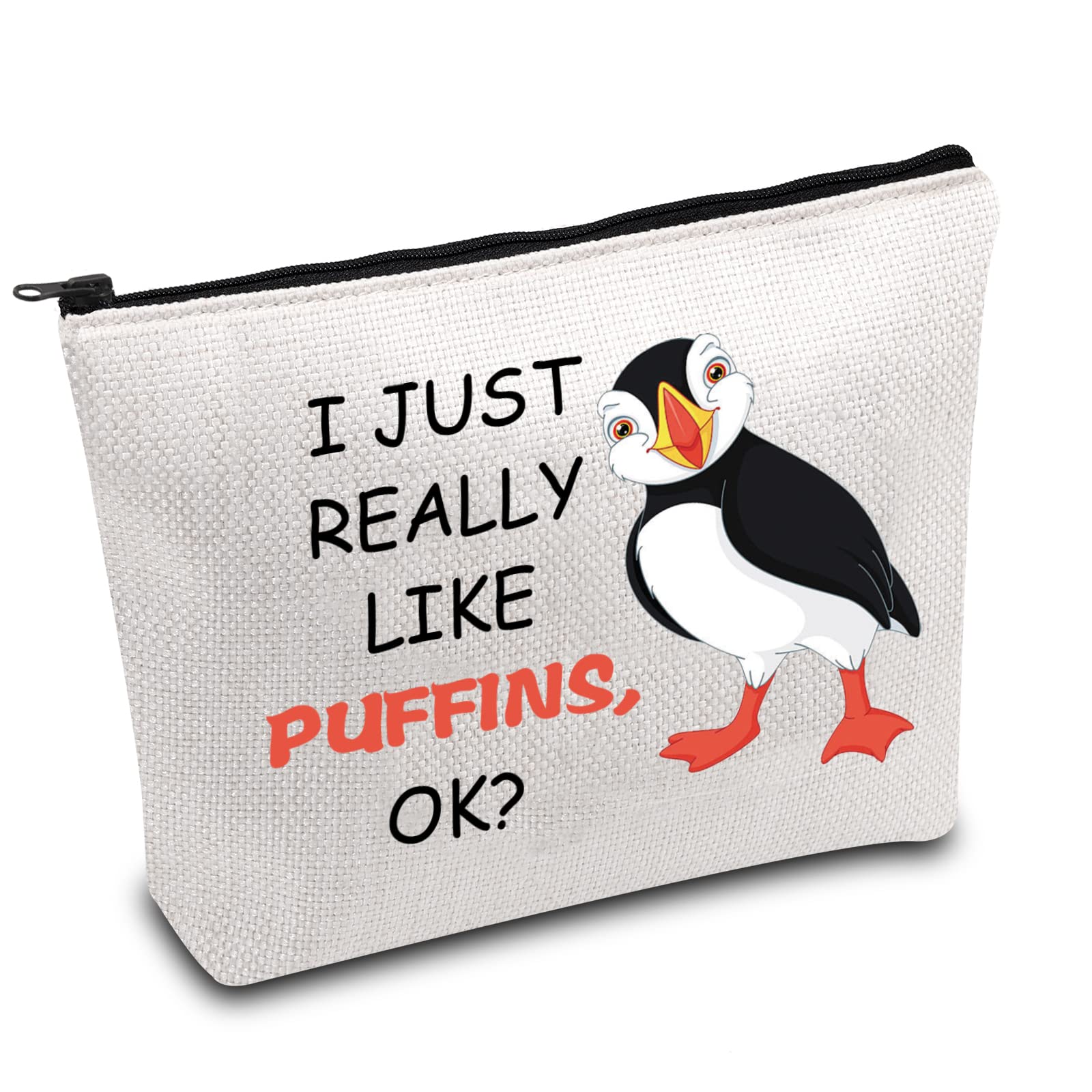 Puffins Gifts Makeup Bag - Seabird Animal Lover Gift - I Just Really Like Puffins Case (Just Like Puffins), L9 W7 H0.39