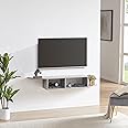 Floating TV Stand, Wall Mounted Entertainment Center and Cabinet Shelf, TV Console with Storage, Media Console for DVD Player, Space-Saving Under TV Shelf for Bedroom, Living Room (Grey)