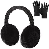 BUTITNOW Womens Knitted Fuzzy Earmuffs and Touch Screen Gloves Set, Winter Warm Headband Ear Warmer Earmuffs