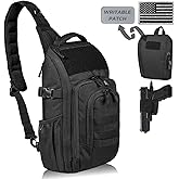 DBTAC Tactical Personal Defense EDC Bags & Packs | 10L Military Shoulder Backpack with Sling for Concealed Carry, Range, Travel, Hiking, Outdoor Sports (Black)
