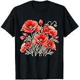 Poppy Botanical Vintage Poppies Floral T-Shirt