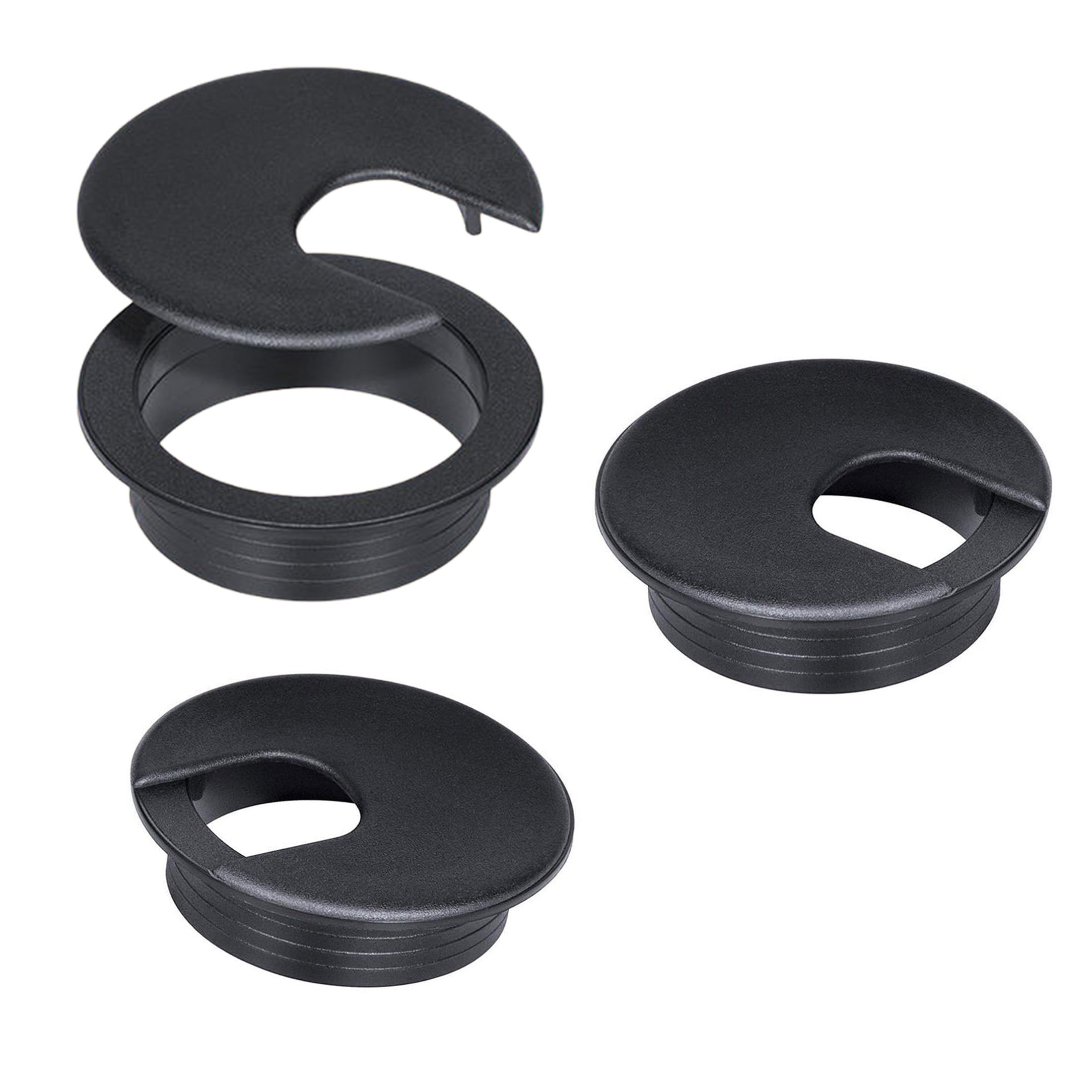 Photo 1 of 2.5-Inch Desktop Plastic Cable Grommets, U-Shaped Plastic Desktop Wire Hole Covers, Used for Wire Organization on Office Desktops/Computer Desk Surfaces, 3-Piece Set