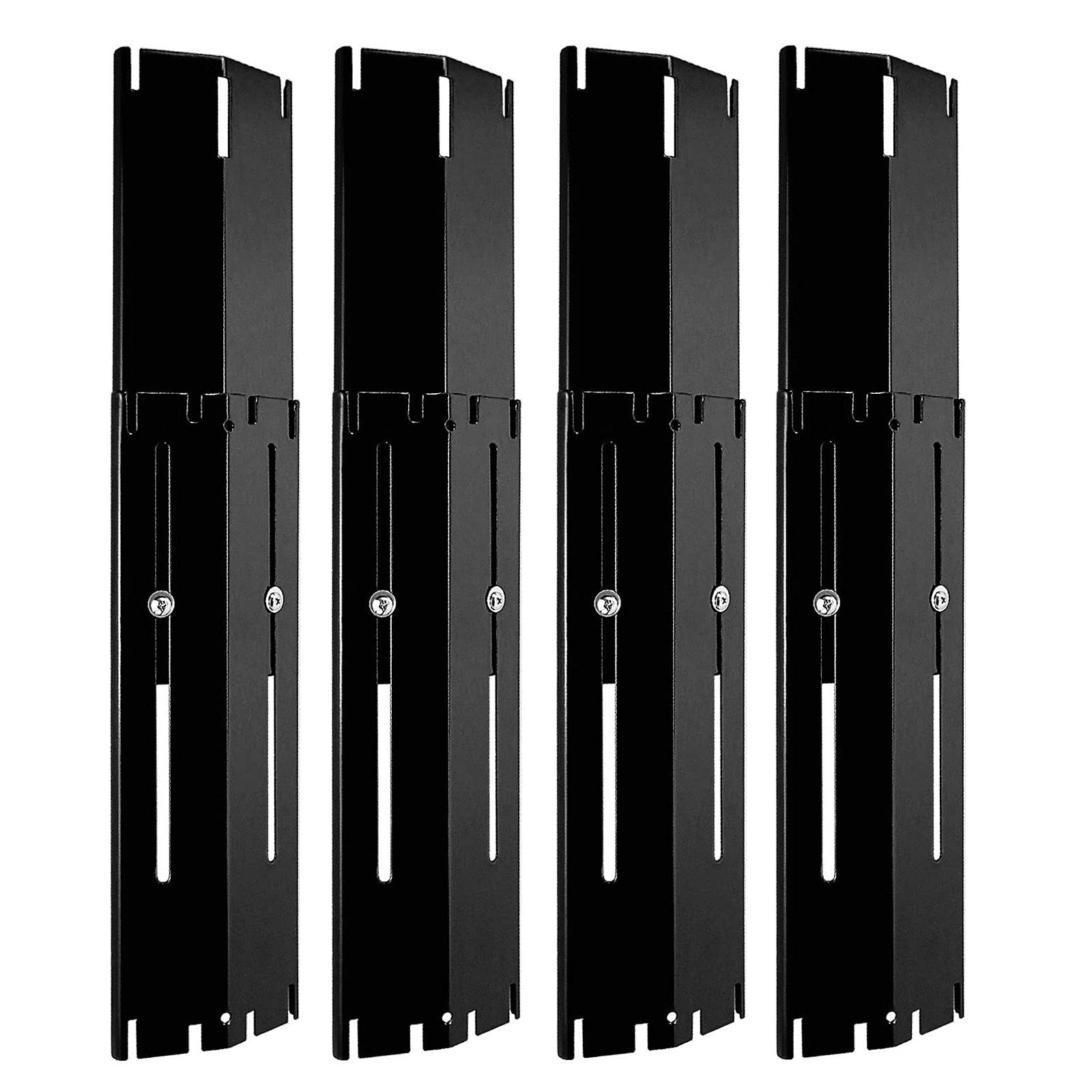 Universal BBQ Heat Shield, Adjustable Heat Plates Flavorizer Bar, Porcelain Steel Gasgrill Burner Cover Outdoor Barbecue Replacement Parts for Most Grills, Length Extends from 29.8cm to 53.3cm 4 Pack