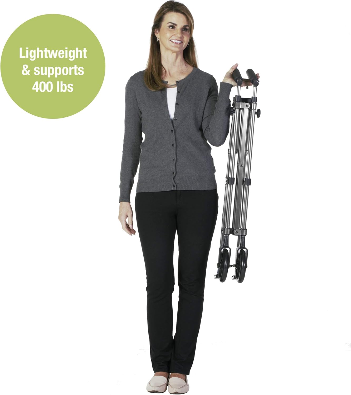 Able Life Space Saver Walker, Lightweight Folding 2 Wheel Rolling Walker for Seniors with Fixed Wheels, Black Walnut: Health & Personal Care