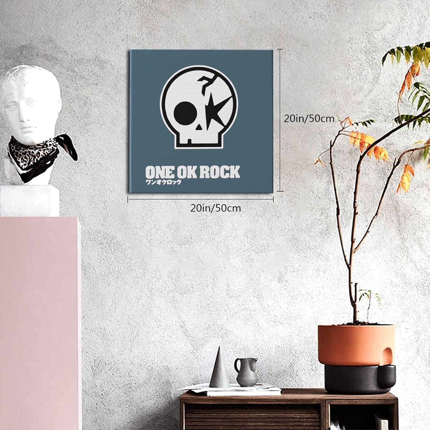 Amazon One Ok Rock ワンオクロック 7 装飾画 壁の絵 飾塗装 壁掛け インテリア 抽象画 部屋飾り キャンバス 絵画 縁のない装飾画 おしゃれ 背景絵画 モダン 絵画 くて取り付けやすい 50 50cm ウォールステッカー オンライン通販