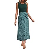Dokotoo 2 Piece Sets for Women Summer Sleeveless Tank Tops and Boho Tie Knot Elastic Waist Midi Skirt Set