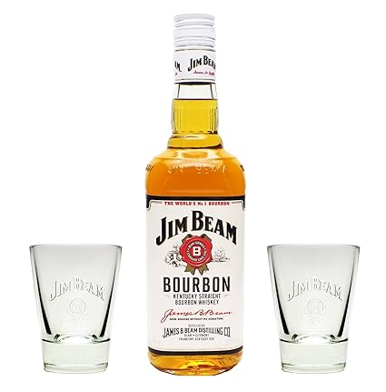 Jim Beam Bourbon Whiskey 40% 0,7l + 2 Original Gläser - Geschenkidee