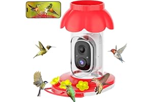 SECUHOME Hummingbird Feeder with Camera,Wireless Smart Bird Feeders for Outdoors Video Watching AI Camera with Auto Capture Videos & Motion Detection Ideal Gift for Bird Lovers
