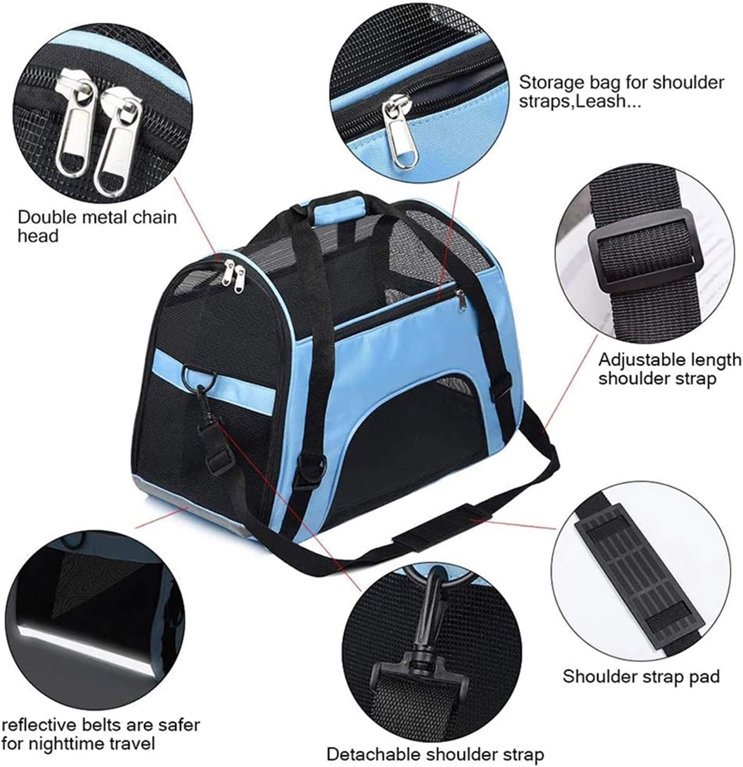 Pet Dog Cat Carrier Bag Puppy Handbag Portable Pet Travel Bag Soft Sided Bag Airline Approved with Breathable Mesh Pouch Pet Car Seat Booster Puppy Cage Tote for Small Medium Dogs Cats Puppies Rabbit - Image 4