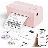 KNAON Bluetooth Thermal Shipping Label Printer, 4x6 Portable Thermal Address Label Printer for Small Business, Compatible with iPhone,Android,Windows,Mac,–Works with Ebay Shopify USPS&More, Pink