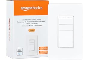 �鶹�� Basics Smart Dimmer Switch, 3-Way, Works with Alexa Only, 2.4 GHz Wi-Fi, No Hub Required, White