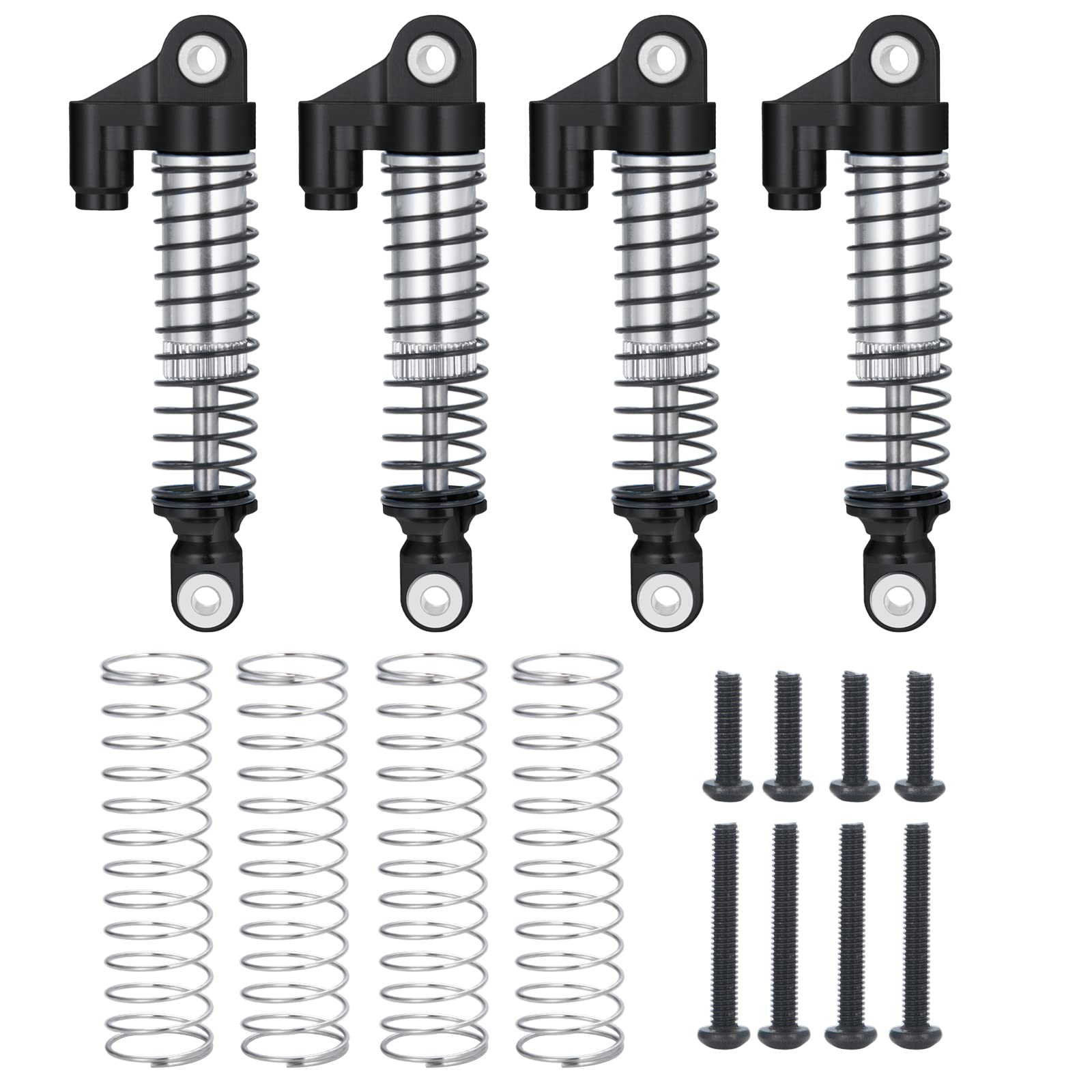 AXspeed Aluminum Long Shock Kits for Adjustable Shock Absorber Damper for 1/18th TRX4M TRX4-M Bronco Defender RC Car (Black)