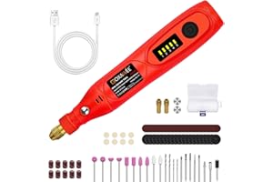 GOXAWEE Mini Cordless Rotary Tool with 105pcs Accessories, 5-Speed and USB Charging, Multi-Purpose Power Rotary Tool with 3.7V Li-ion Battery for Handmade Crafting and DIY Creations.(Red)
