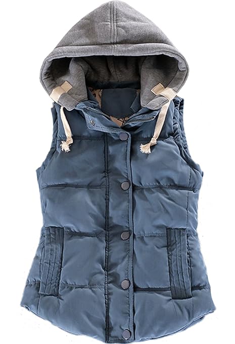 Tailloday Damen Herbst und Winter Sleeveless Abnehmbare Kapuze Gefutterte Baumwollweste Weste