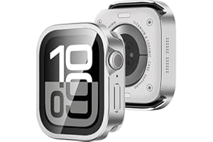 Amizee Metal Case Compatible with Apple Watch Series 11/10 46mm Case with Built-in Screen Protector, Straight Edge Ultra Thin with Back Cover Protective Cover for iWatch 46mm, Silver