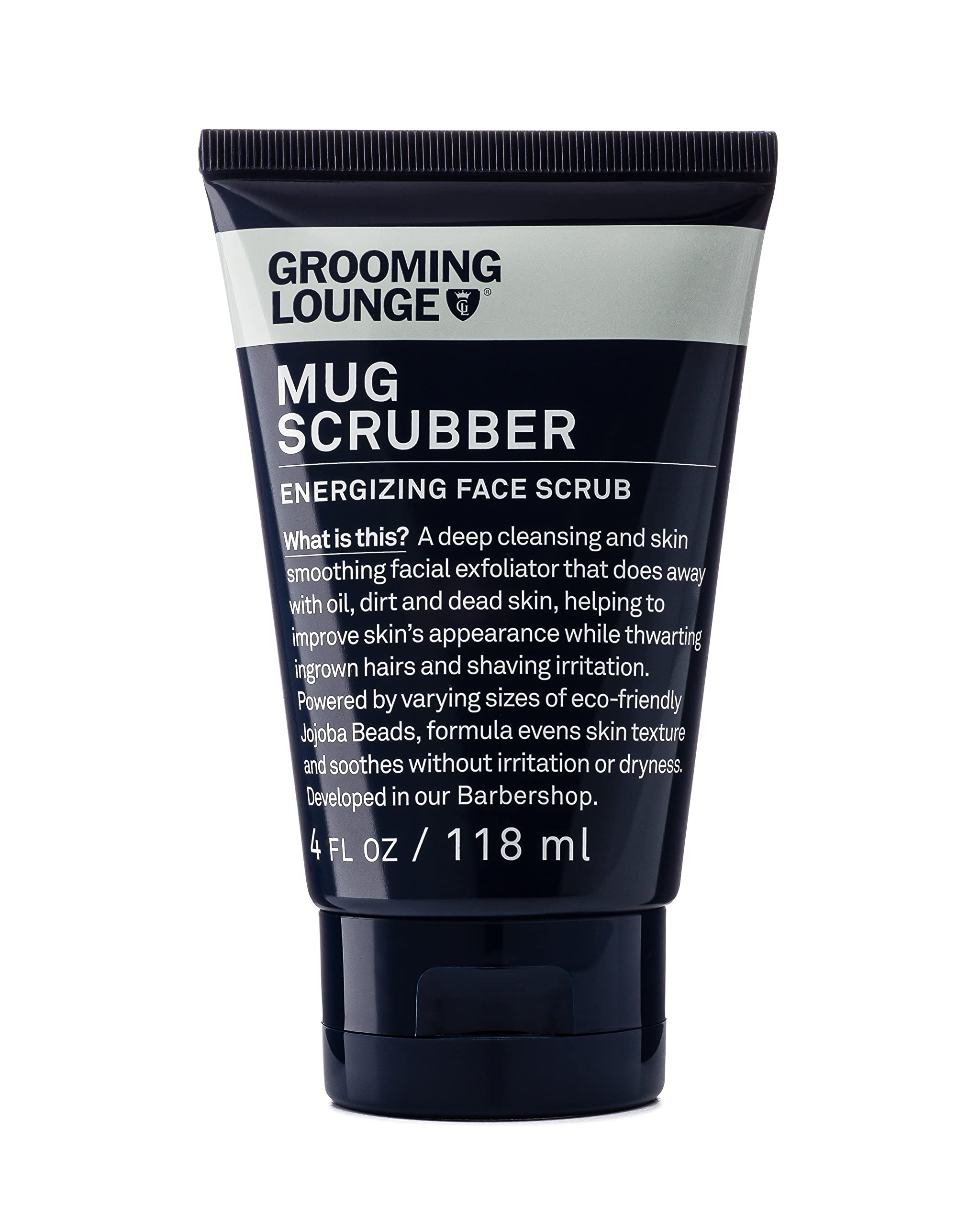 Grooming Lounge Mug Scrubber Face Scrub - Provides Safe and Gentle Exfoliation - Extracts Dug in Dirt and Oil - Uproots Ingrown Hairs - Improves Skin Softness and Appearance - Cruelty Free - 4 oz