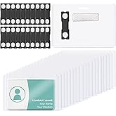 25 Pack Clear Vinyl Magnetic Badge Holder 4”x3” Horizontal ID Card Name Tag Waterproof Magnet Name Tags Clear Name Badge Magnets Holder Reusable Waterproof for Teachers Doctors Nurses Hold 3”x2” Card