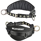 WELKFORDER Tongue Buckle Body Belt With Hot-Pressing Waist Pad and 2 Side D-Rings Personal Protective Equipment Safety Harness | Waist Fitting Size 30'' to 45'' for Work Positioning, Restraint