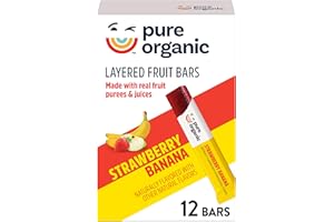 Pure Organic, Layered Fruit Bars, Strawberry Banana, Gluten Free and Vegan Fruit Snacks, 6.2oz Box (12 Count)
