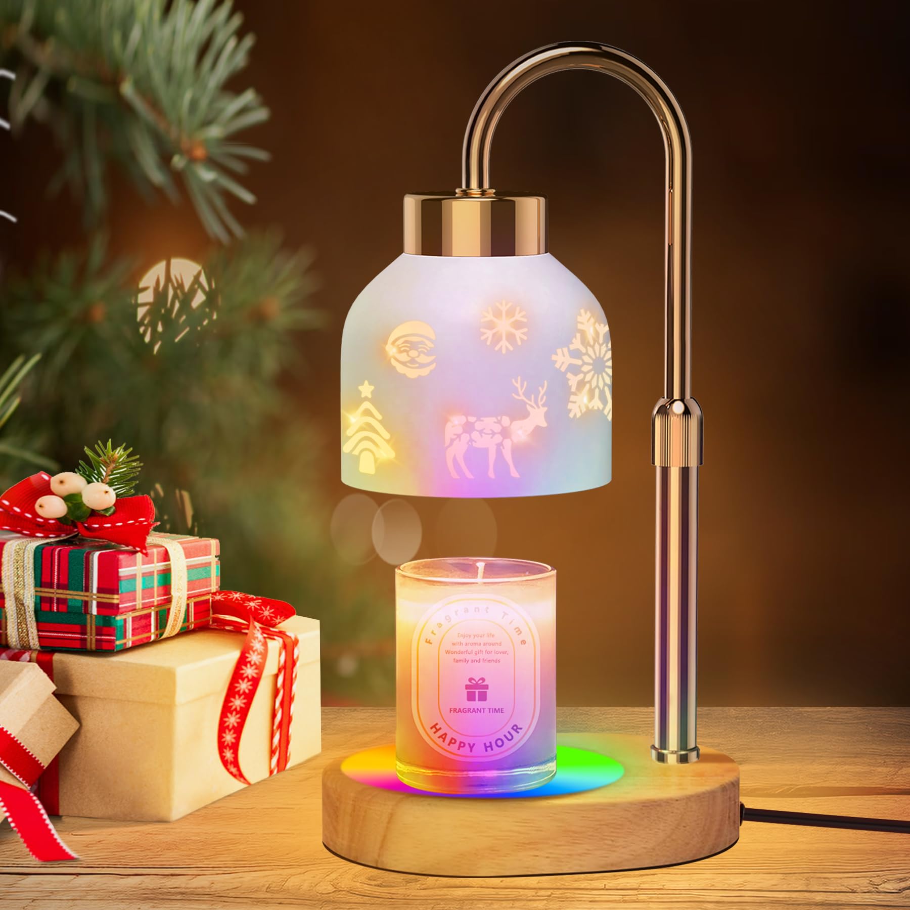 Lukasa, Christmas Candle Warmer Lamp, with Timer and Dimmer, Adjustable Height Candle Lamp, Wax Melt Warmer for Scented Jar Candles, for Women Mom Girls Teens Adults