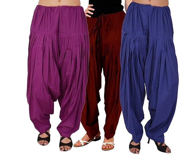 Women's Cotton Traditional Patiala Salwar (Purple_Free Size)