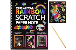 AIBIXILE Scratch Art Books for Kids, Scratch Art Paper Rainbow Magic Scratch Art Note Books for Children, Colored Scratch Art Notebooks with Wooden Pen Children's Day Best Gifts