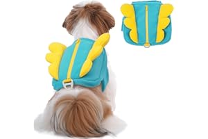 OUOBOB Dog Backpack for Small Dogs, Backpack for Dogs Pet Backpacks Harness with Pockets for Hiking Walking Training Running, Yorkshire, Poodle (Blue, S)