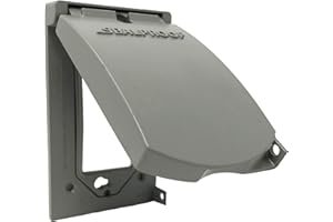 Sealproof 1-Gang Vertical Weatherproof Outdoor Metal Flat Outlet Cover, Single Gang Electrical Power Receptacle Protector, UL Listed, 4-in1, Gray