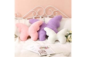 Shellwei 3 Pcs Butterfly Decorative Pillow Sherpa Cute Playroom Nursery Pillow Kawaii Decorative Nursery Accessories Gift for Girls Boys Kids(Butterfly)