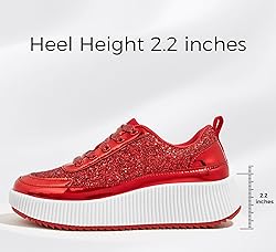 LUCKY STEP Women's Platform Sneakers Rhinestone