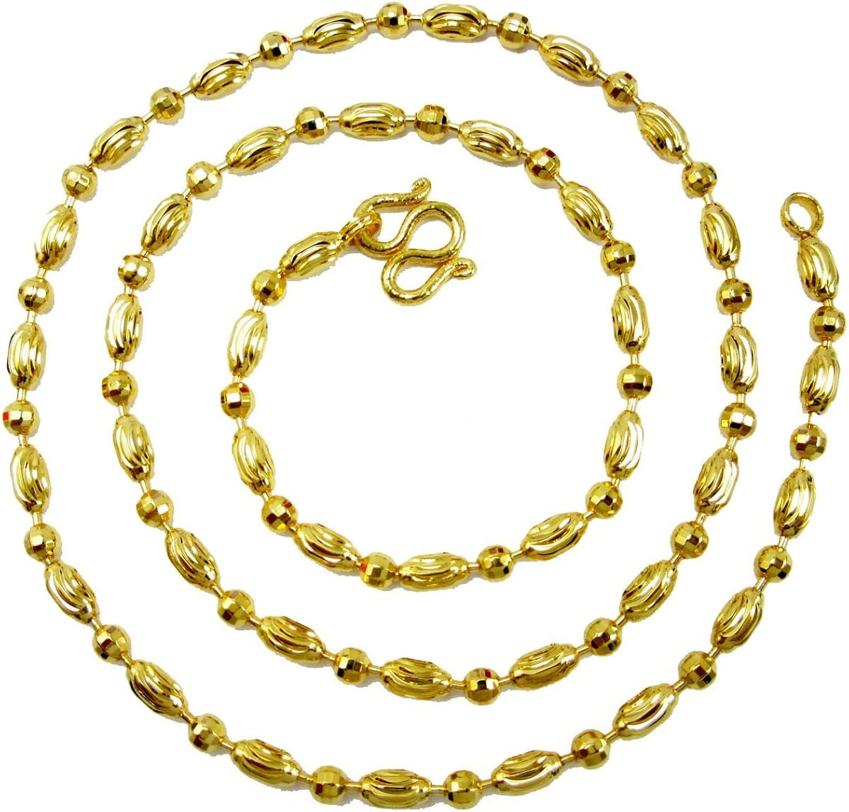 Bangkok Bazaar Chic Thai Disco DiamondCut Beads Chain Baht Jewelry 24k Gold Plated