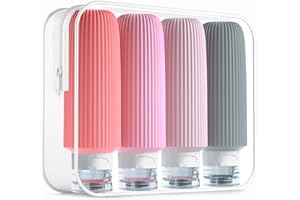 Mrsdry Travel Bottles for Toiletries, Large 6oz Travel Size Containers, BPA Free Leak Proof Tubs Refillable Liquid Accessories with Toiletry Bag for Cometic Shampoo and Lotion Soap (4 Pack)