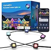 ASAHOM Permanent Outdoor Lights Pro S108B, 100FT with 72 RGBCW LED Light, 70lm White, WLED Integrated, AI Lighting, 30000 Dynamic Effect, IP67 Waterproof for Outdoor Decor and Daily Lighting, Black