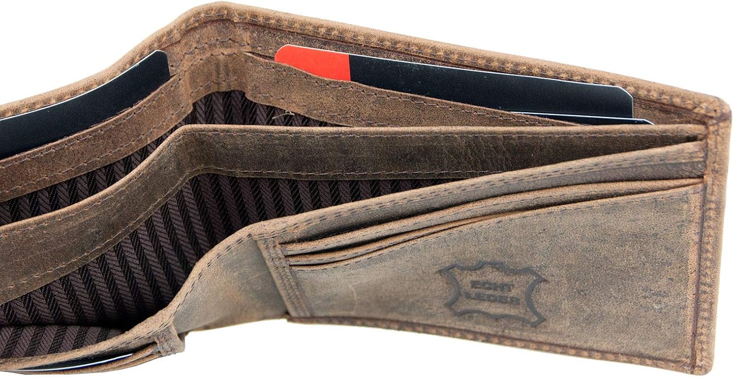 FLW-HL Strong Simple But Smart Designed Bi-fold Brown Genuine Leather Wallet - Image 4