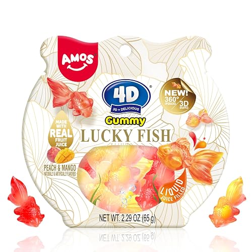 Amos 4D Gummy Lucky Fish Candy, 3D Goldfish-Shaped Gummies with Mango ...