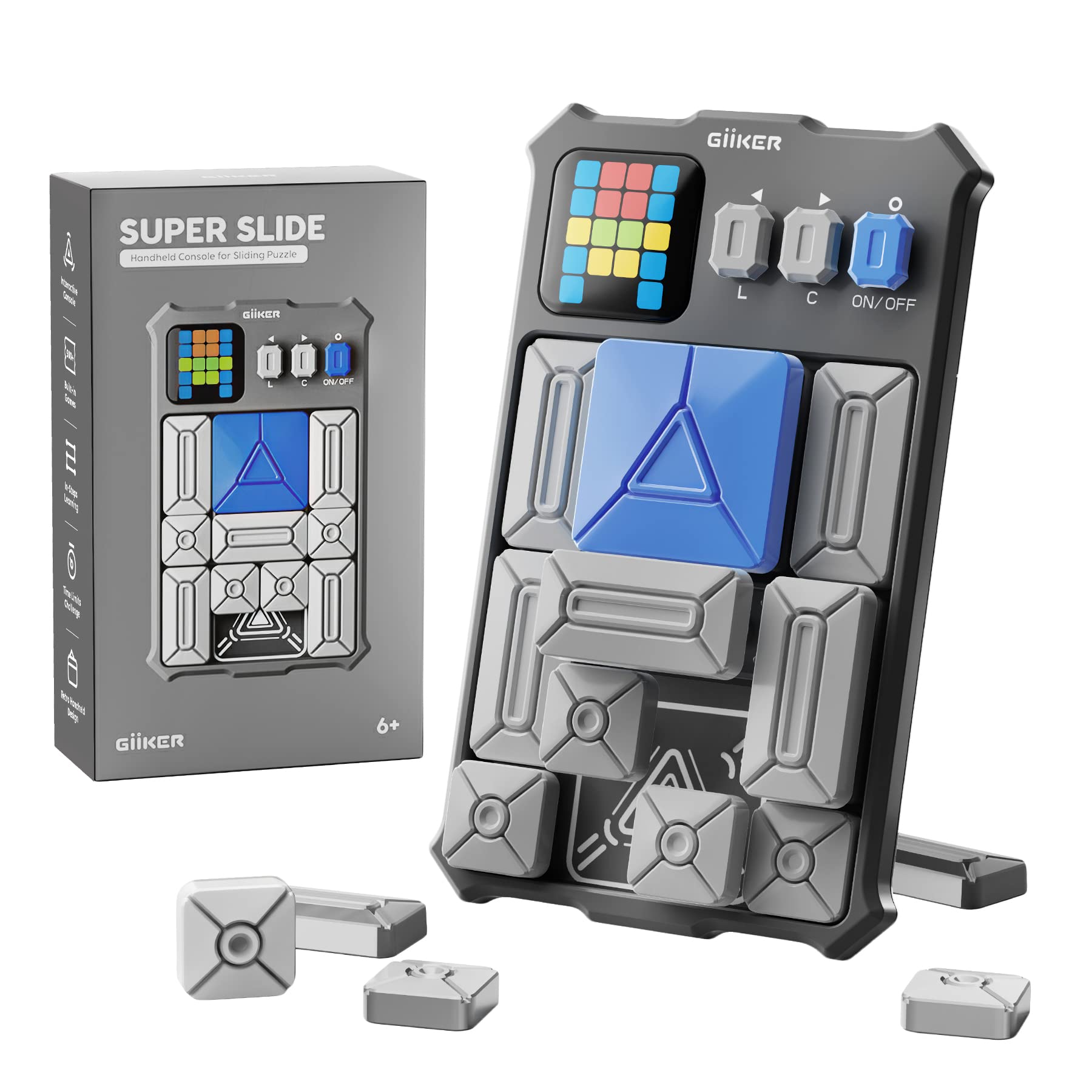 Photo 1 of GiiKER Super Slide Puzzle Games, Original 500+ Challenges Brain Teaser Puzzle, Toys for Kids, Travel Games Birthday Gifts Easter Basket Stuffers for Boys Girls, Activities for Road Trips - Moon Grey