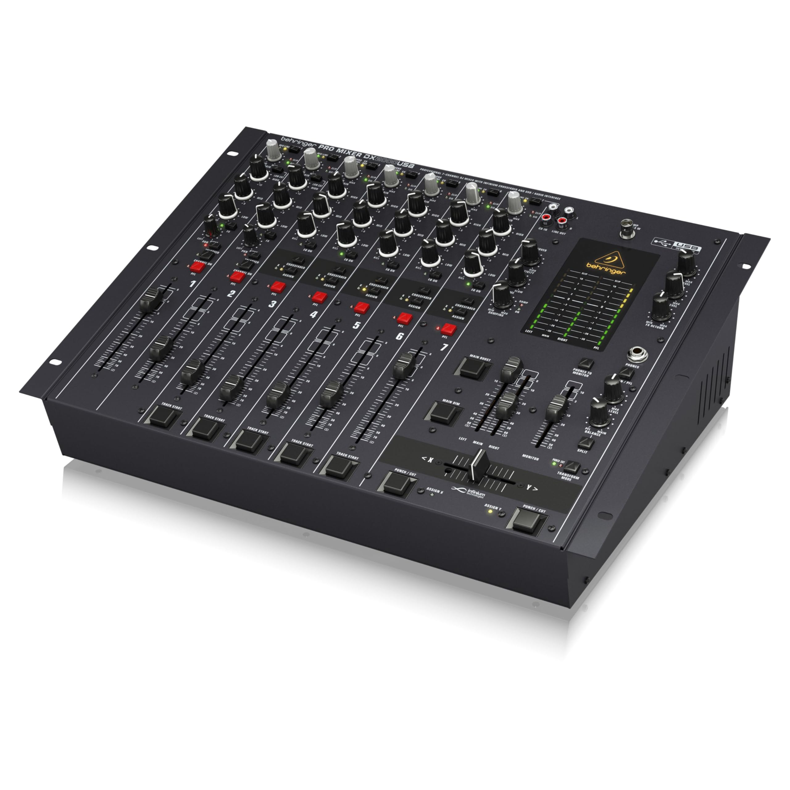 Behringer PRO MIXER DX2000USB Professional 7 Channel DJ Mixer with INFINIUM 'Contact-Free' VCA Crossfader and USB/Audio Interface