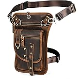 Handadsume Canvas + Leather Motorcycle Travel Fanny Waist Pack Drop Thigh Leg Bag Pouch For Men Women FB2141