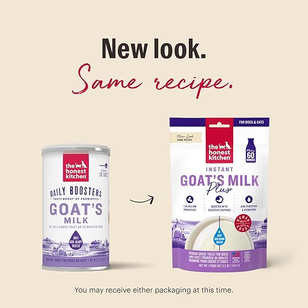 THE HONEST KITCHEN HUMAN GRADE INSTANT GOAT’S MILK WITH PROBIOTICS FOR DOGS AND CATS, 5.2 OUNCES