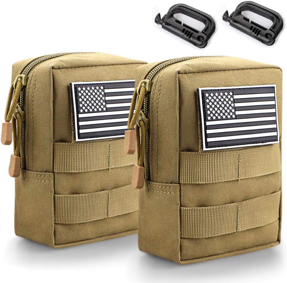 Monoki Molle Pouches, 2 Pack Tactical Waist Bag Water-Resistant EDC Small Pouch Bags with D-Ring Hooks : Sports & Outdoors