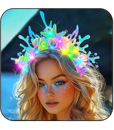 Amazon.com : JAKAWIN Light Up Mermaid Headband Ocean Costume  display picture 1