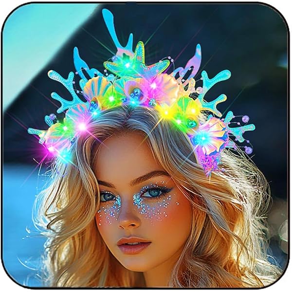 Amazon.com: JONKY Mermaid Hair Clip Light Up Ocean Headpiece  display picture 3
