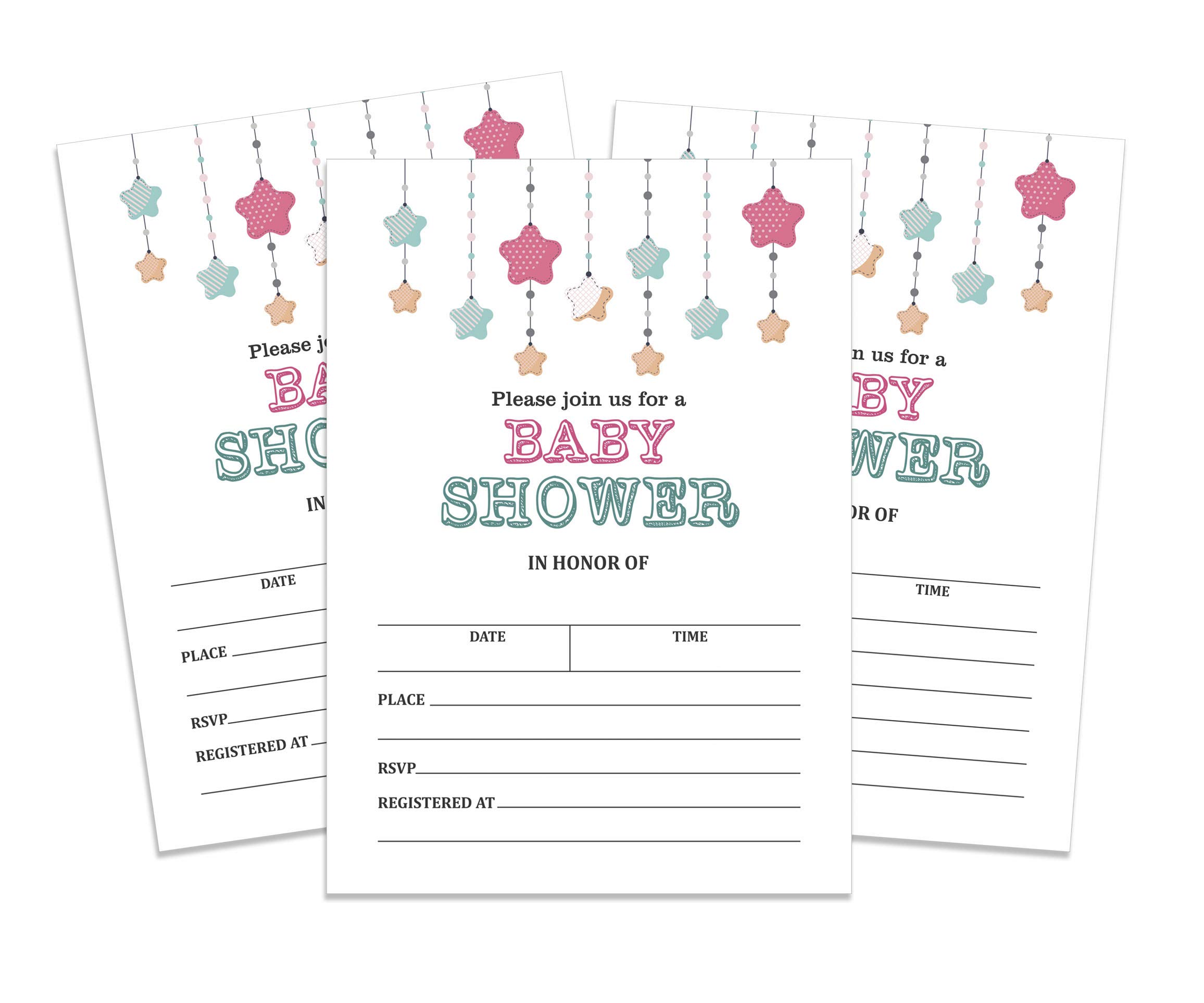 Inkdotpot 30 Fill In Style Baby Shower Invitation Cards Twinkle Twinkle Little Star Gender Neutral Blank Invites