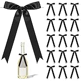 Lnngub 24 Pcs Black Bows,5x9 Inch Satin Ribbon Twist Tie Bow Black Bows for Balloons Cake Gift Wrapping Crafts Treat Bags
