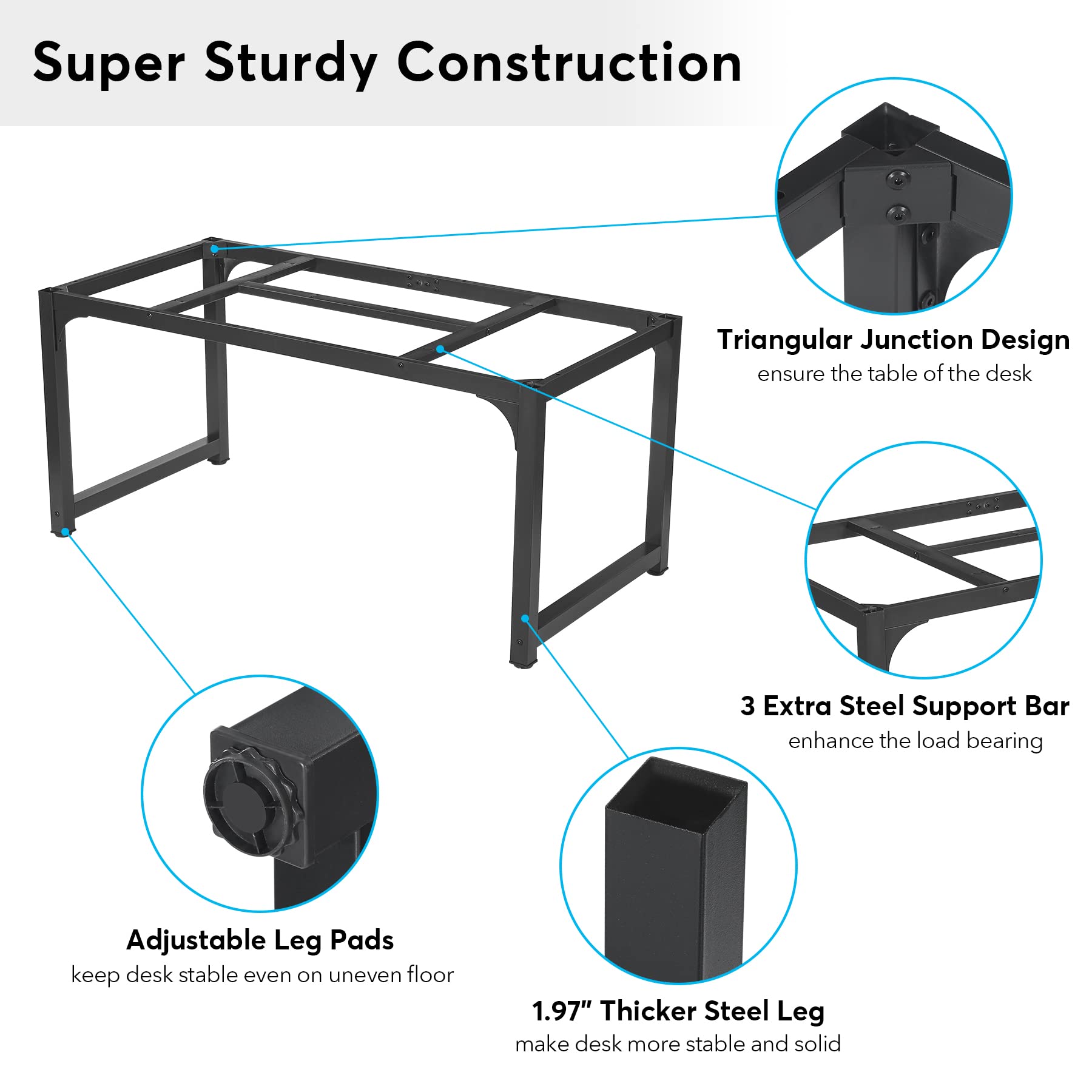 Tribesigns Modern Computer Desk, 63 x 31.5 inch Large Office Desk Computer Table Study Writing Desk Workstation for Home Office, Vintage Black Metal Frame