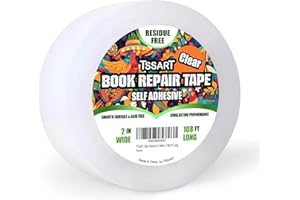 TSSART Clear Book Repair Tape - Self Adhesive Stretchable Tape, Essential Repair Tape for Reinforcing, Protecting, and Covering Old Books - 2 Inch Wide x 108 FT Long