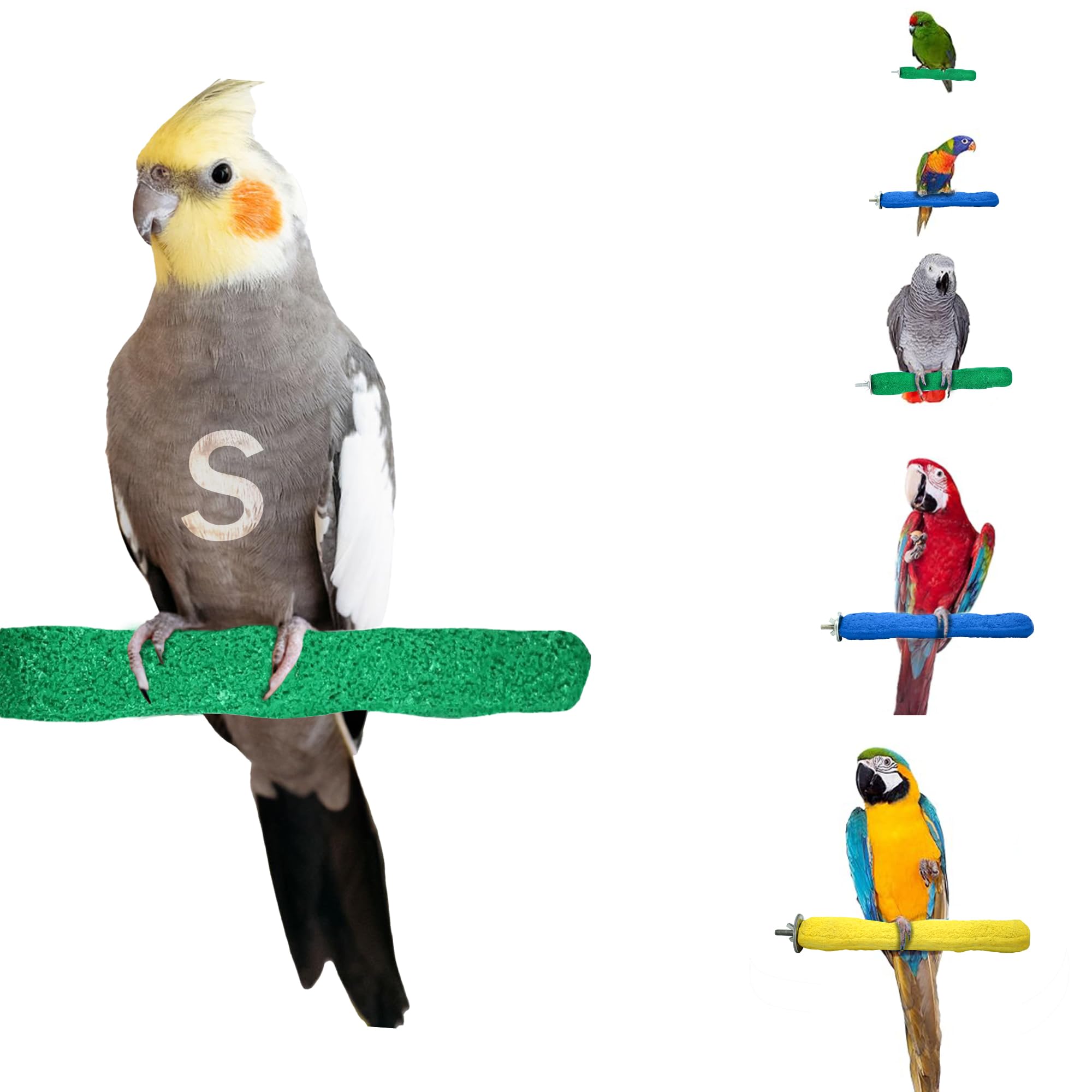Sweet Feet and Beak Comfort Grip Safety Bird Pumice Perch - Patented Bird Perch Keeps Nails and Beak in Top Condition - Imitates Birds' Life in the Wild - Non-Toxic - Hangs Easily - Small - Yellow