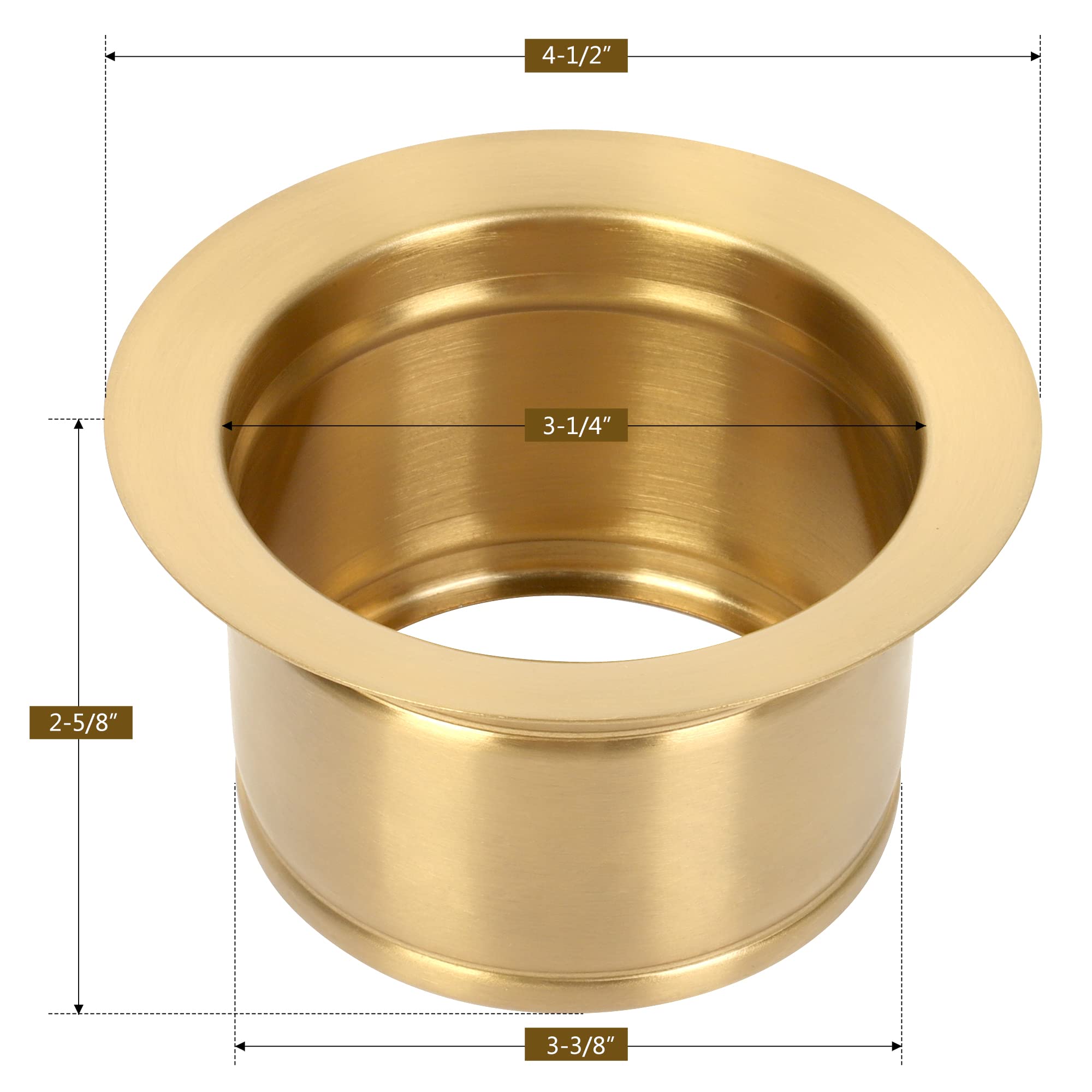 Extended Garbage Disposal Flange,Deep Garbage Disposal Sink Flange for Kitchen Sink Fit for 3-1/2 Inch Standard Sink Drain Hole,Gold Deep Kitchen Sink Flange