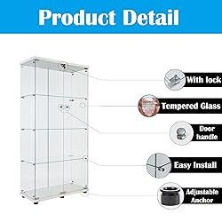 nifoti 64.5" H 4-Shelf Glass Display Cabinet with