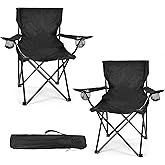 WEIDIORME 2 Pack Lightweight Camping Chairs for Adults & Teens, 250LBS Capacity Foldable Portable Chairs with Carry Bag, Compact Design for Camping, Beach, Picnics, and Outdoor Events